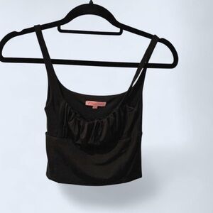 Black Crop Top with Ruched Bust